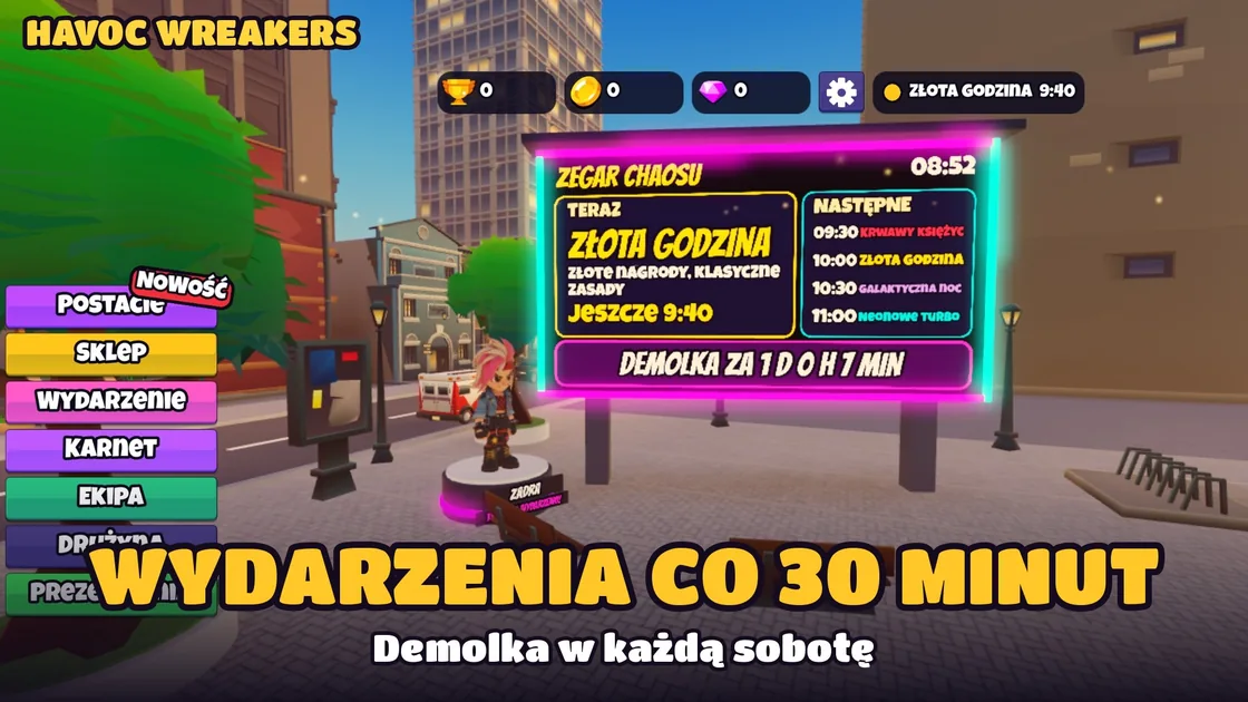Zegar Chaosu z wydarzeniami w poczekalni gry na Roblox